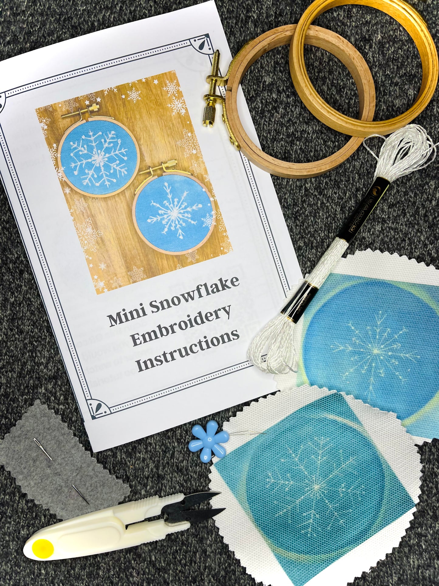 Mini Snowflakes- Virtual Embroidery Workshop- Sat. 2/24 11am-12:30pm